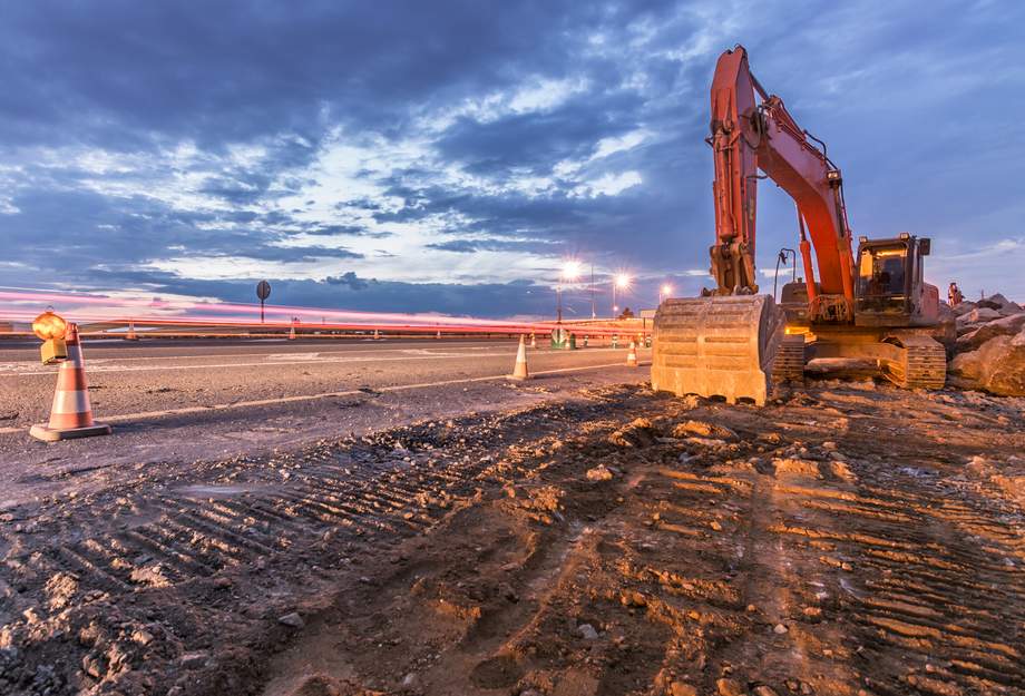 construction de chaussées chantier