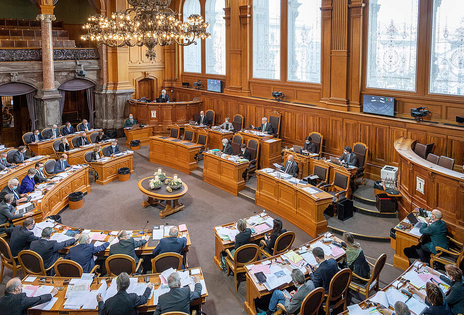 Vue d'ensemble dans la salle du Conseil aus états