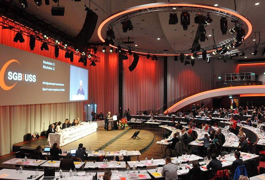 Vue d'ensemble du congrès de l'USS 2018 au Kursaal à Berne