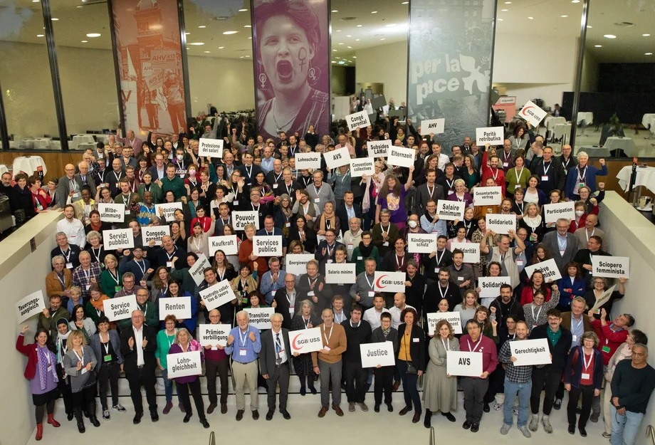 Action de groupe lors du 57e Congrès de l'USS Photo de groupe des congressistes lors d'une action