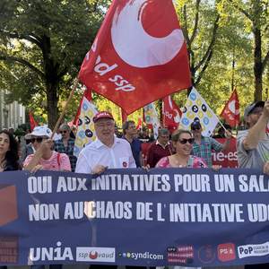 Manifestation à Lausanne avec Pierre-Yves Maillard