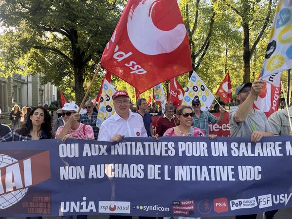 Manifestation à Lausanne avec Pierre-Yves Maillard