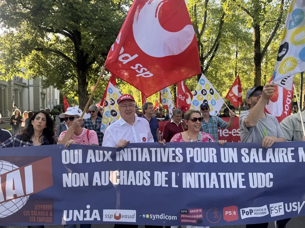 Manifestation à Lausanne avec Pierre-Yves Maillard