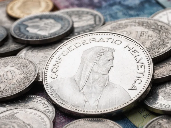 Image de différentes pièces en francs suisses