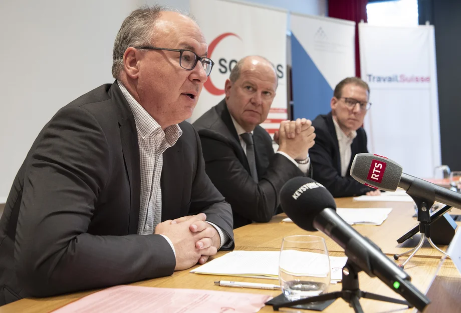 compromis des partenaires sociaux Conférence de presse avec Pierre-Yves Maillard, Valentin Vogt et Adrian Wüthrich