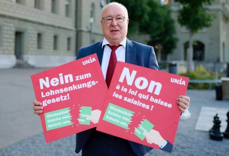 Pierre-Yves Maillard dit "Non à la loi qui baisse les salaires"