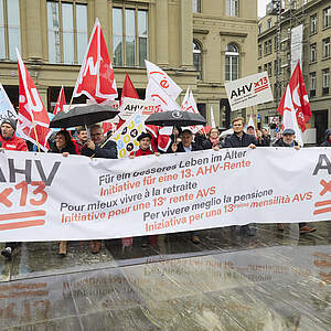 Photo du lancement de l'initiative pour une 13e rente AVS