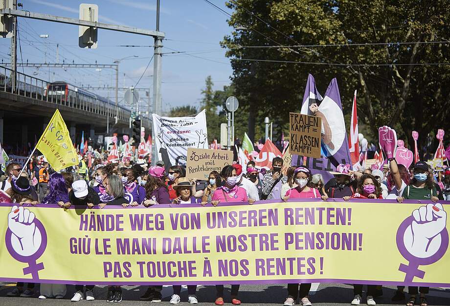 Manif du 18.09.2021 : départ à la Schützenmatte. Pas touche à nos rentes !